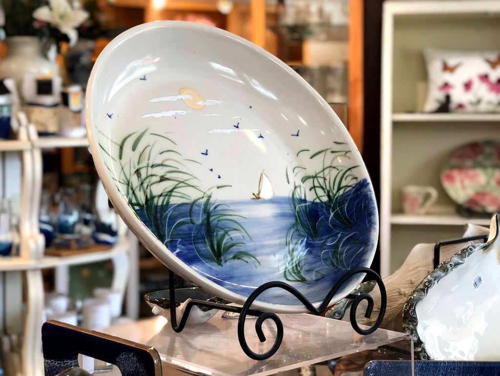 Beautiful Chatham Pottery oversized platter with our Cape Cod inspired Monomoy Pattern.