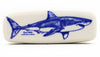 Great White Shark butter dish made from stoneware, featuring a hand drawn great white shark on the top -- top view.