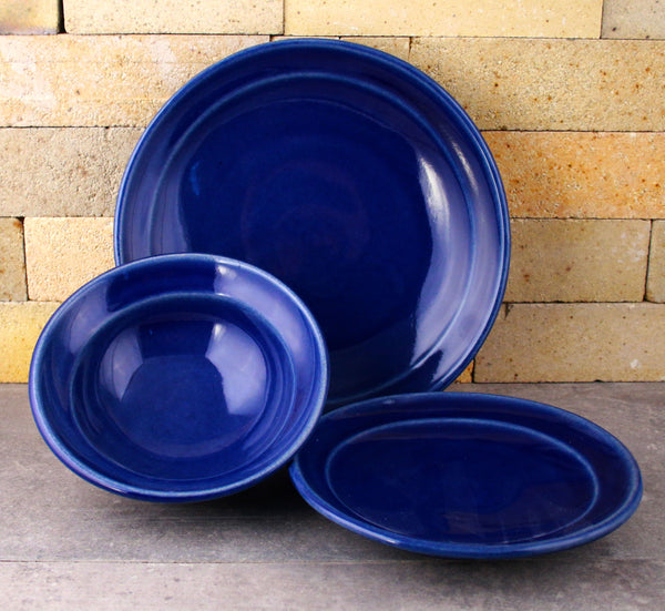 Simply Blue Stoneware 8 Inch Salad Luncheon Plate, Set of 4