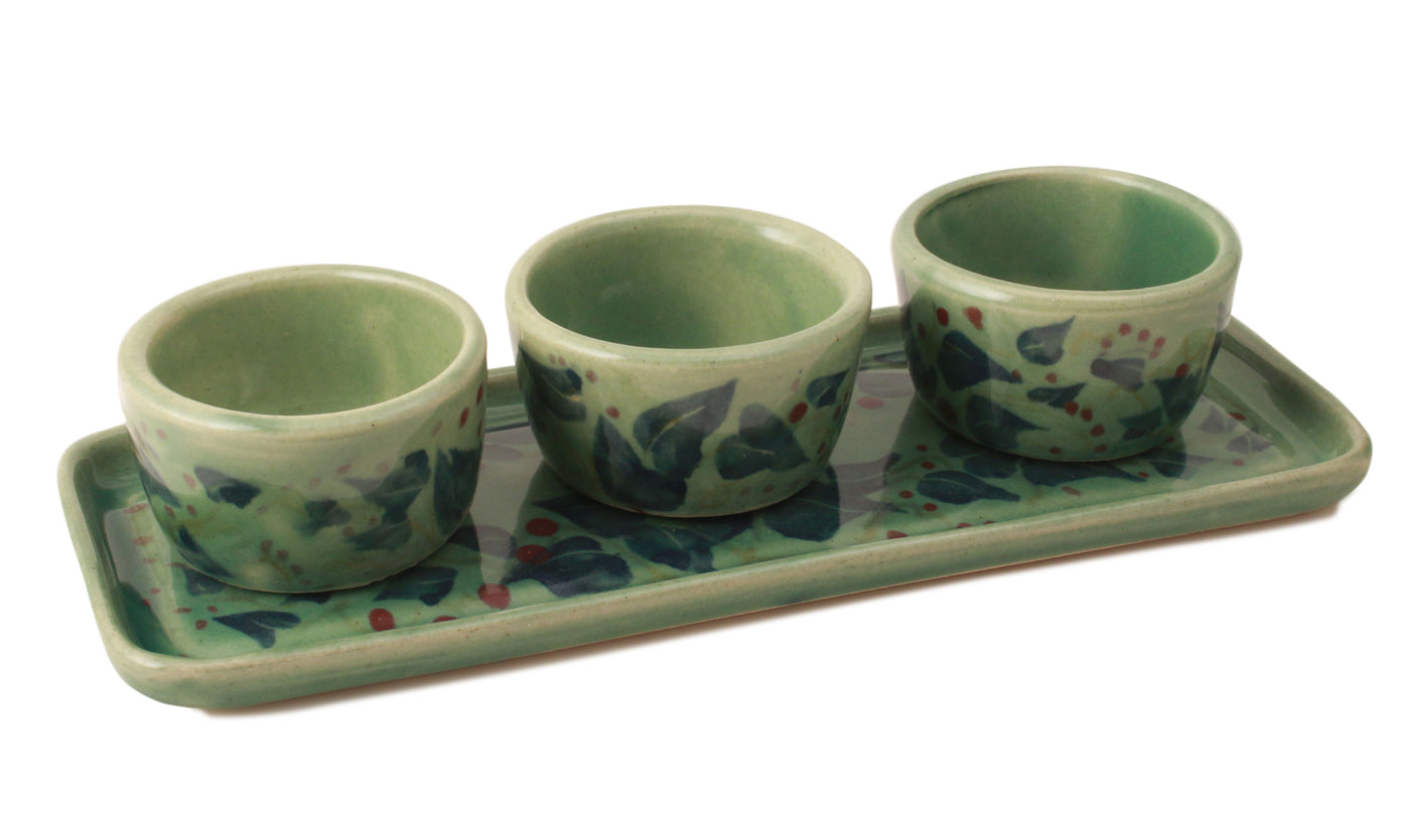 Sea Green and Yellow Pinch Pot Set – Chatham Pottery